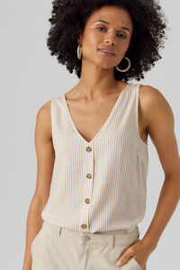 Cortefiel Women's strappy top with button detail White