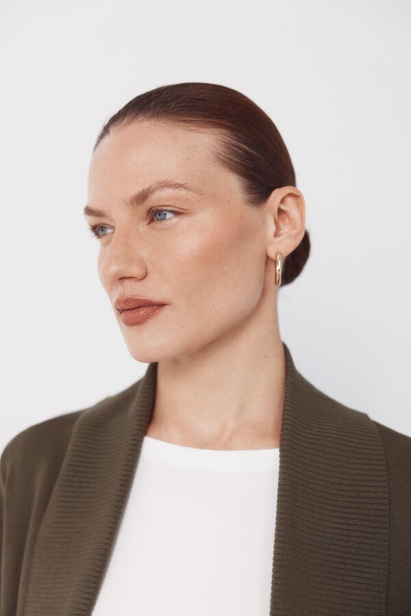 Cortefiel Cardigan with shawl neckline Kaki