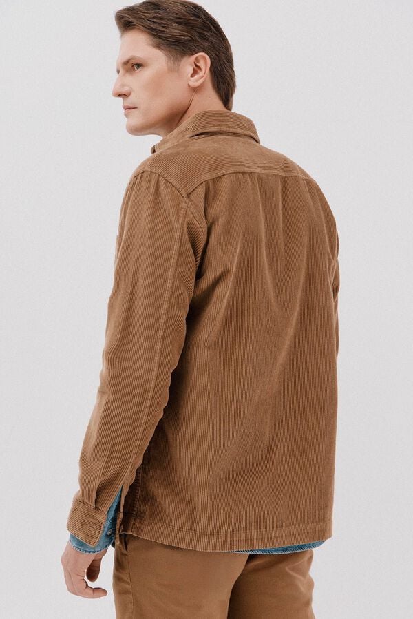 Cortefiel Sobrecamisa pana Marrón
