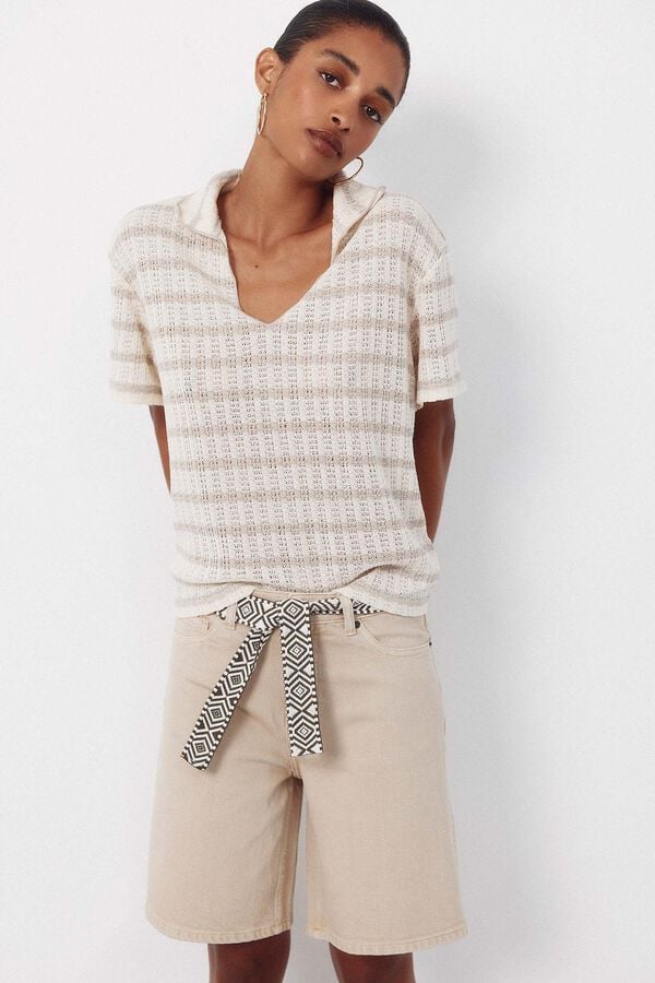 Cortefiel Denim Bermuda shorts Nude