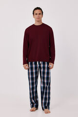 Cortefiel Jersey-knit and fabric pyjamas set Maroon
