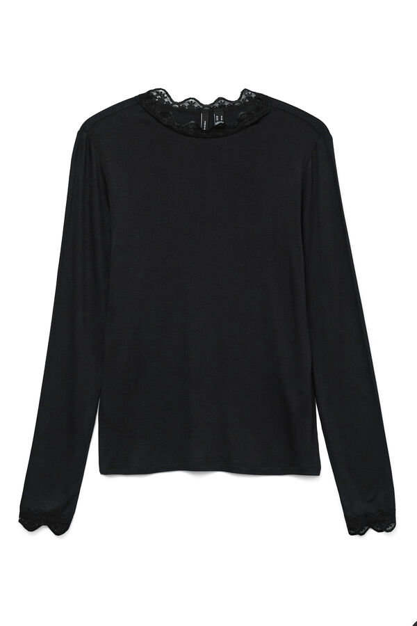 Vero Moda Top de manga comprida com detalhes em renda Preto