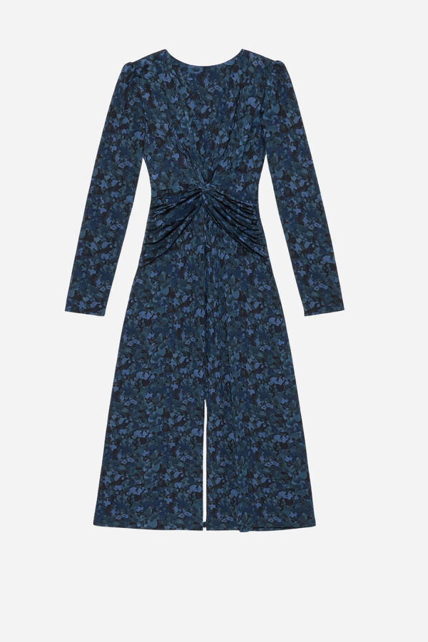 Cuplé Vestido midi de malha estampado Azul