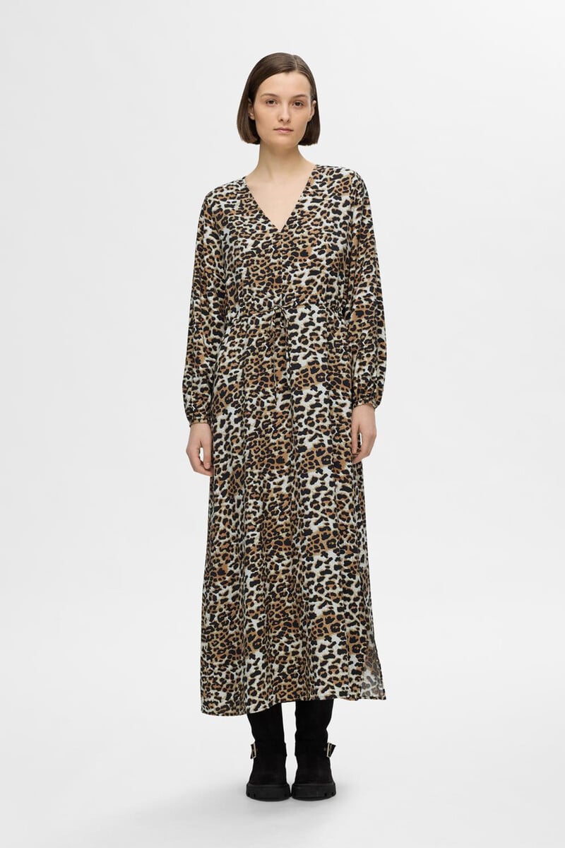 Cortefiel Vestido de leopardo largo confeccionado con Lenzing ECOVERO Oferta especial | Ropa