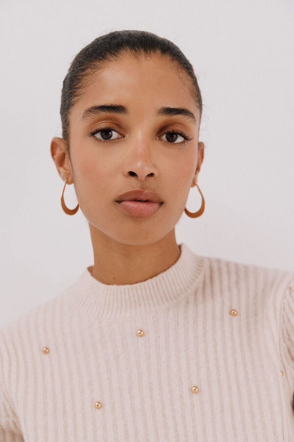 Cortefiel Jersey tachas doradas Beige