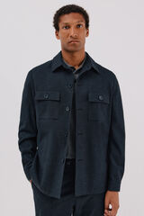 Cortefiel Micro-check cotton overshirt Navy