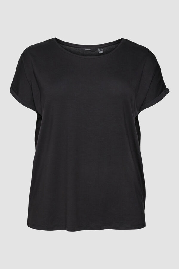 Vero Moda Curve T-shirt grande de gola redonda Preto