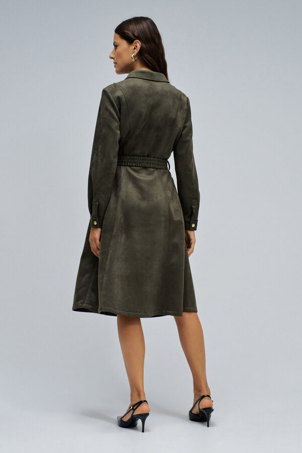 Salsa Jeans Vestido midi en ante Verde