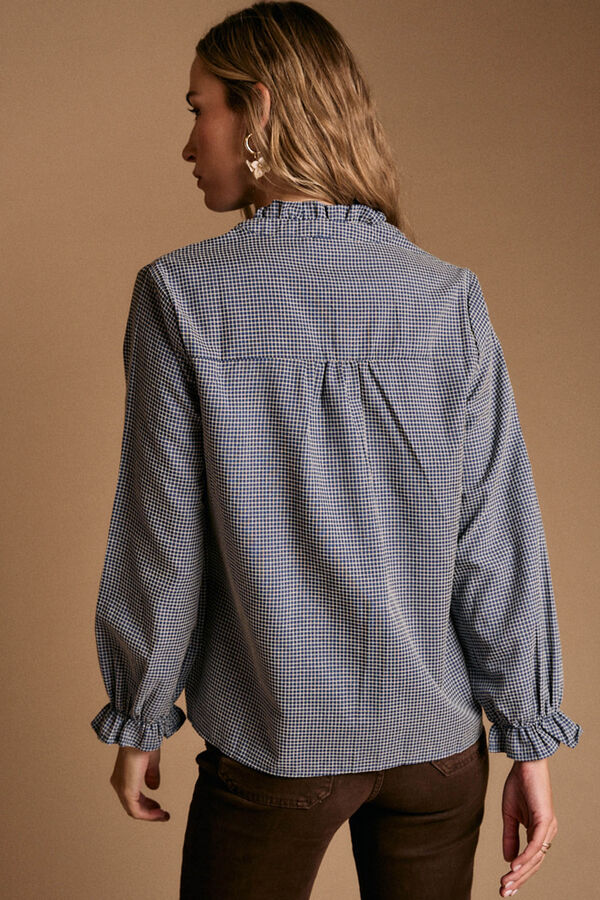 Polín Et Moi Camisa bordado cuadros Petroleo Azul