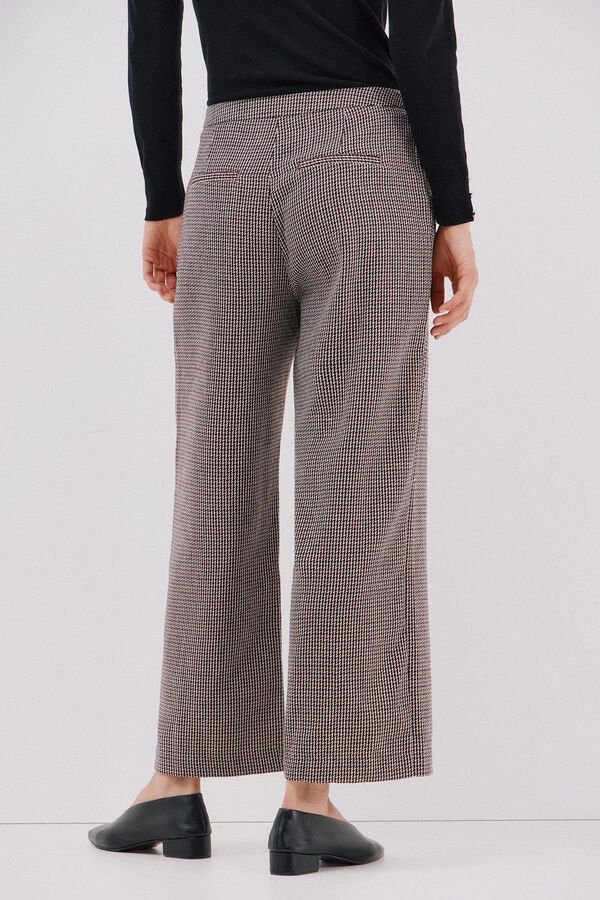 Cortefiel Pantalón de mujer crop y ancho Estampado granate