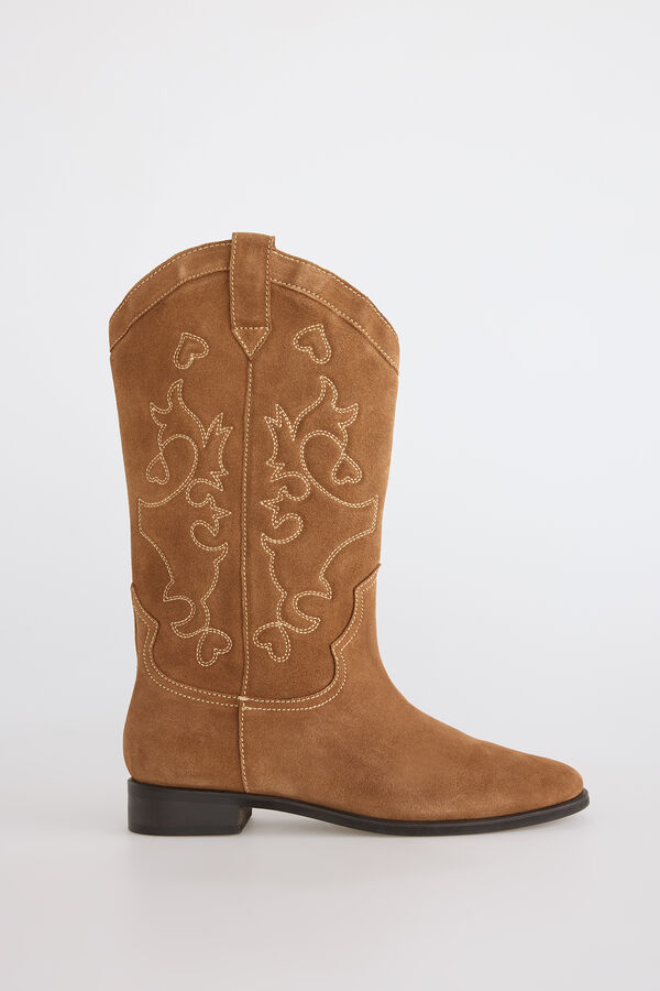 Slowlove Bota de croute plana Castanho