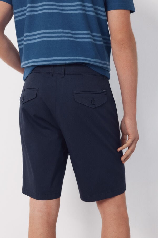 Cortefiel Printed chino Bermuda shorts Navy