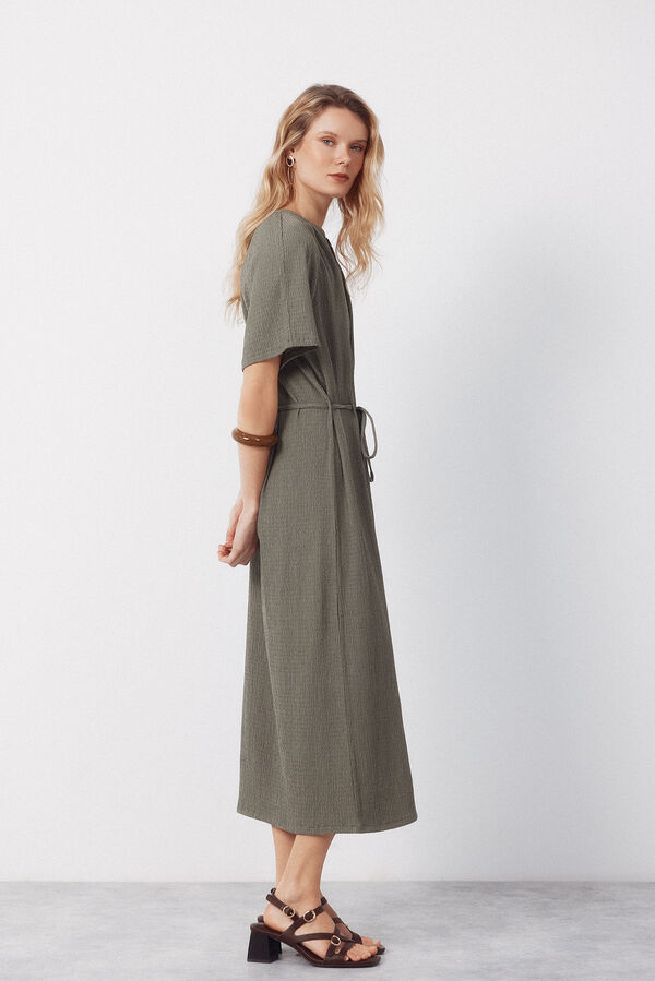 Cortefiel Structured belt dress Kaki