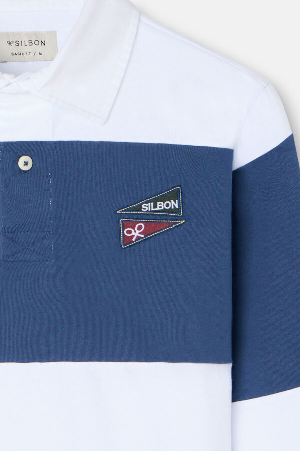 Silbon Polo de rugby riscas clássica Azul