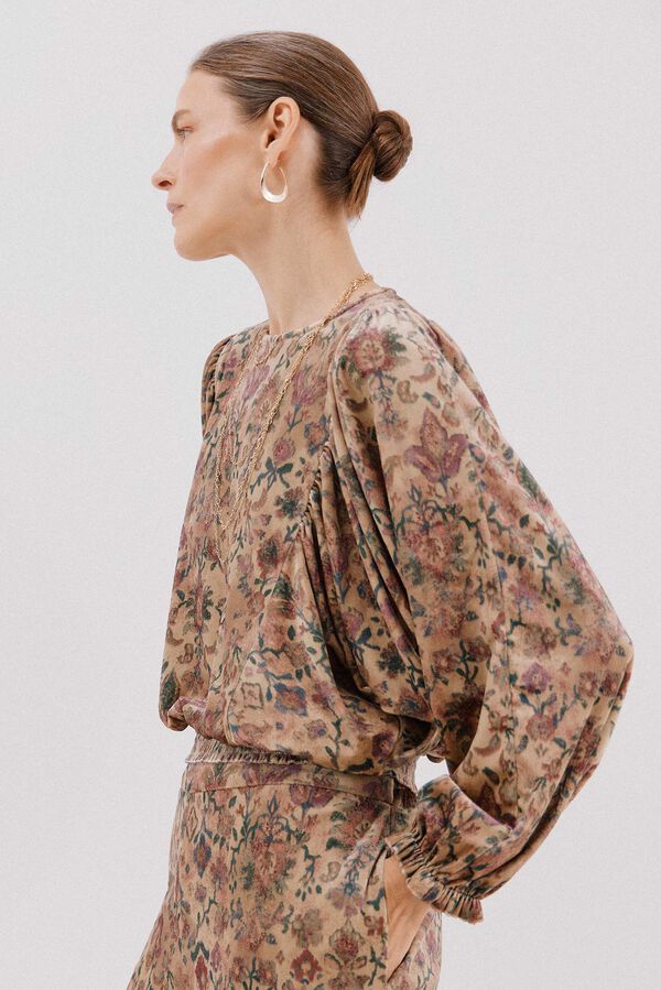 Cortefiel Printed velvet blouse Yellow
