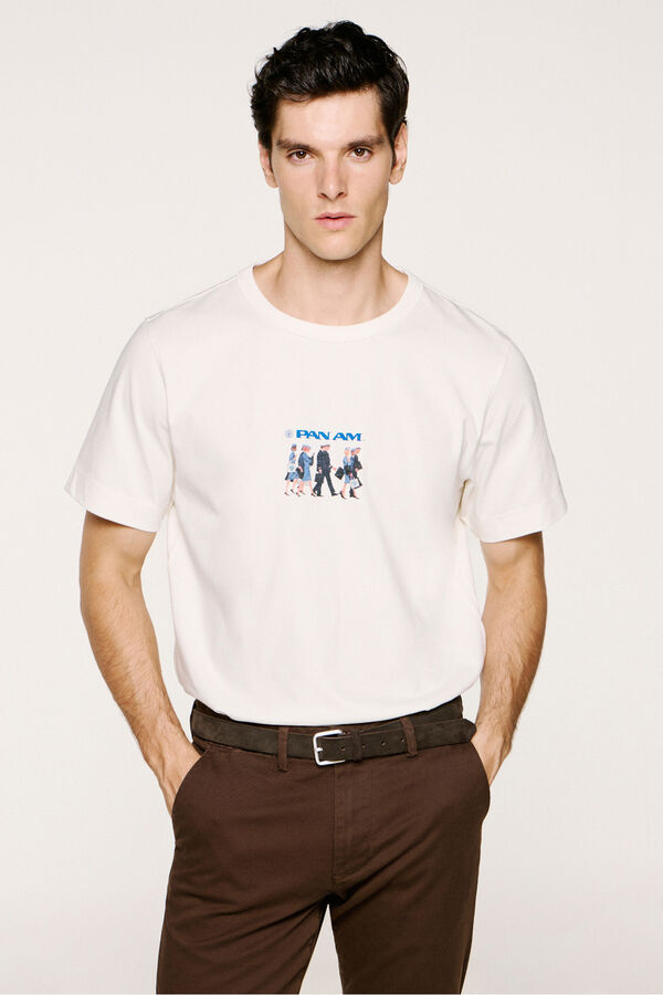 Selected T-shirt manga em colaboração com a PANAM  Branco