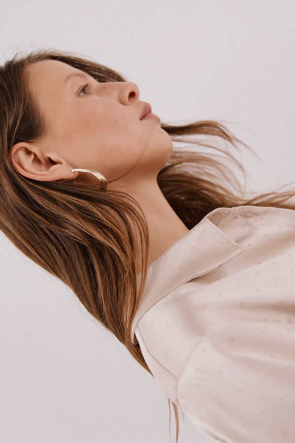 Cortefiel Shiny satin shirt Beige