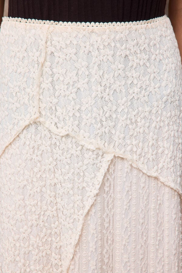 Slowlove Saia de malha de renda Branco