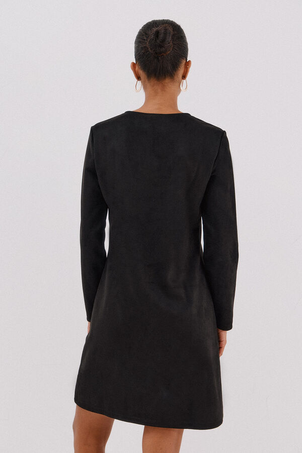 Cortefiel Suede dress Black