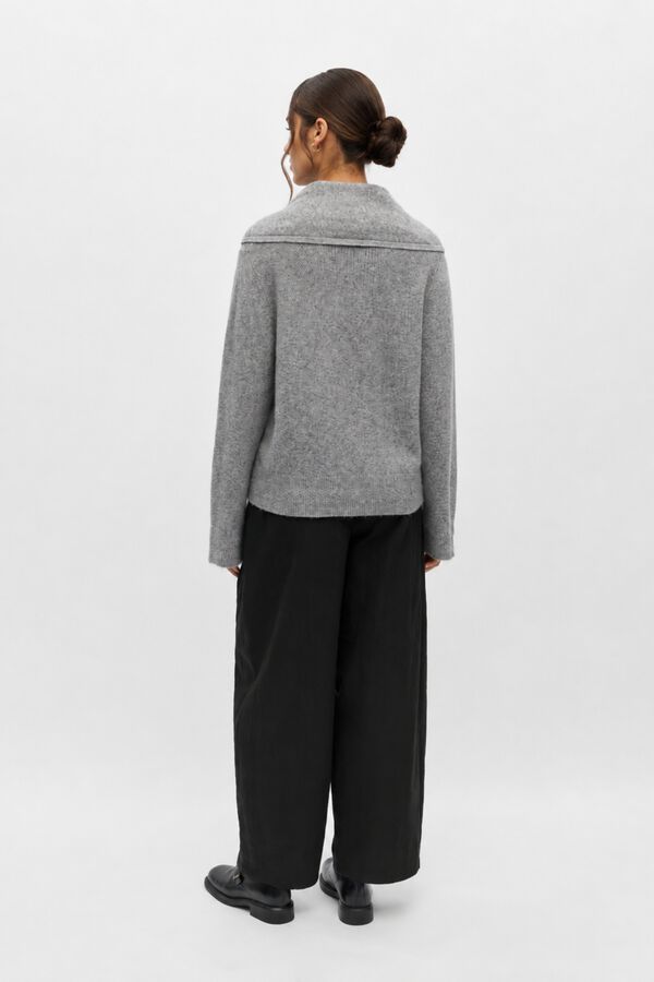 Object Camisola de malha com cachecol Cinzento