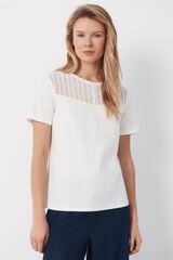 Cortefiel Guipure yoke t-shirt White