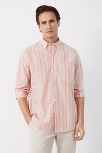 Cortefiel Striped cotton slub shirt