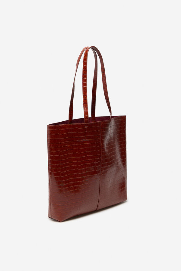 Cortefiel Animal texture shopper bag Maroon