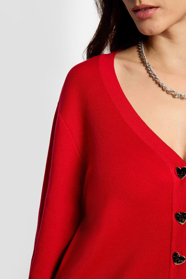 Morgan Colete ajustado gola em V Vermelho