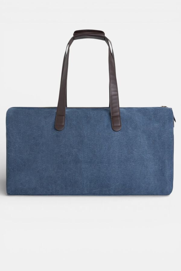 Silbon Travel leather detail bag Navy