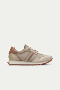 Cortefiel Loira lace-up trainers with side branding Beige