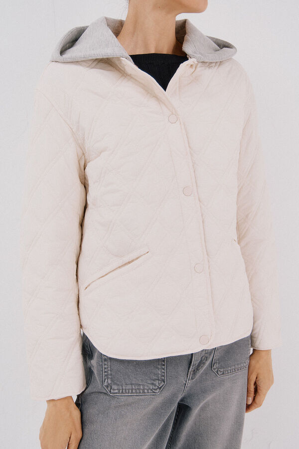 Cortefiel Short hood sweatshirt anorak Ivory