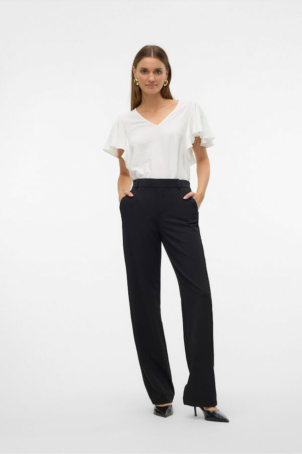 Vero Moda Pantalón recto con cintura elástica Negro