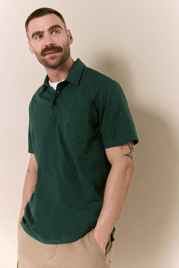 OOTO Polo lavado bordado avi&atilde;o Verde