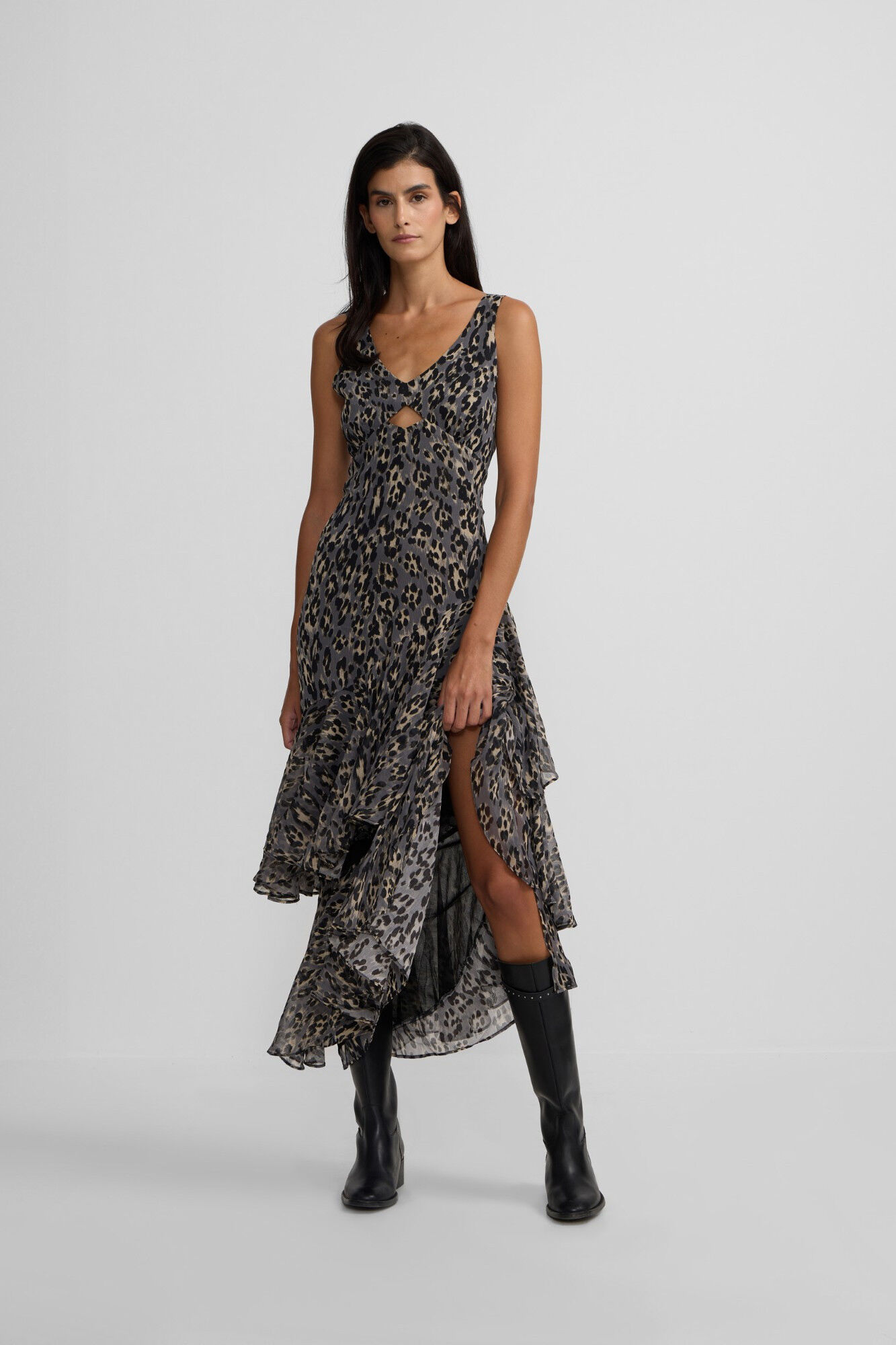 Silbon Vestido largo estampado animal print
