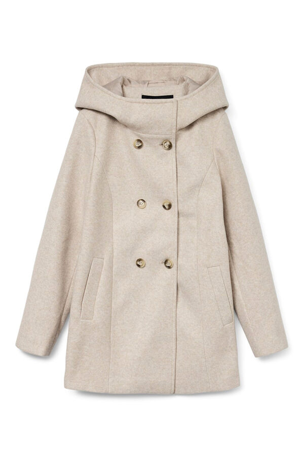 Vero Moda Sobretudo de tecido feminino com capuz Cinzento