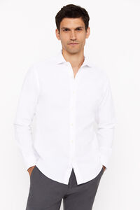 Cortefiel Camisa oxford liso slim fit Blanco 