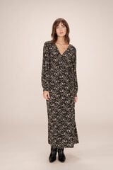 Grace & Mila Vestido longo tipo envelope, estampado com motivo floral Preto
