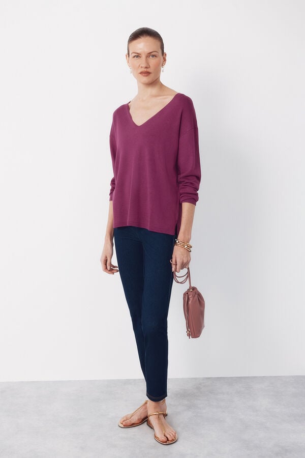 Cortefiel Jersey-knit denim legging Blue