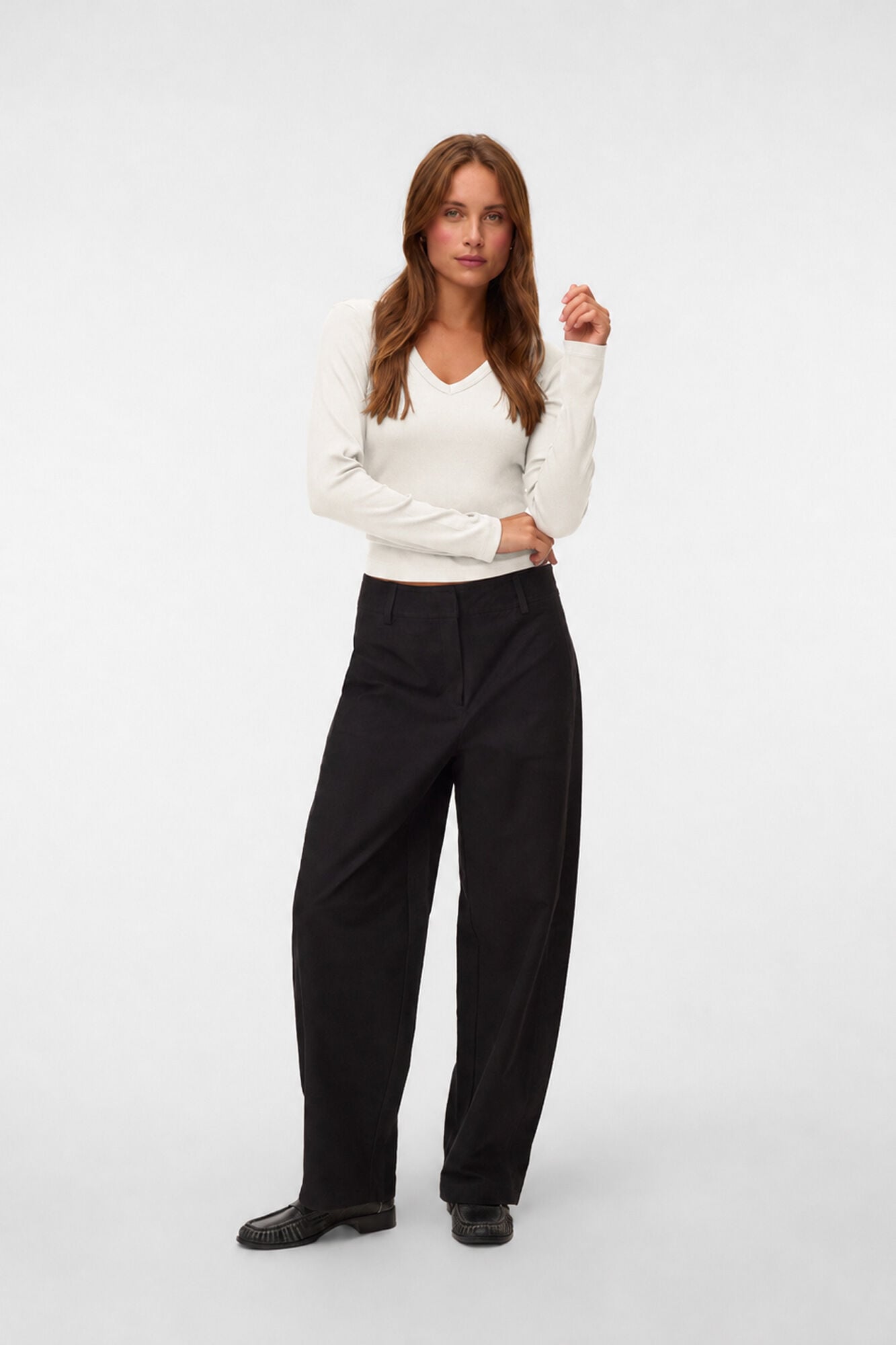 Vero Moda T-shirt canelada gola em bico
