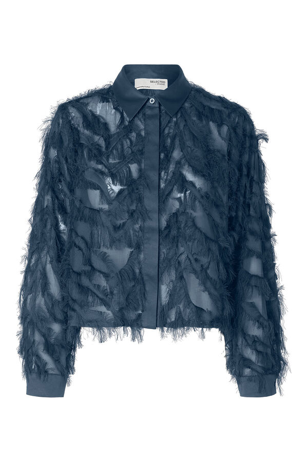 Selected Camisa curta fofa Azul