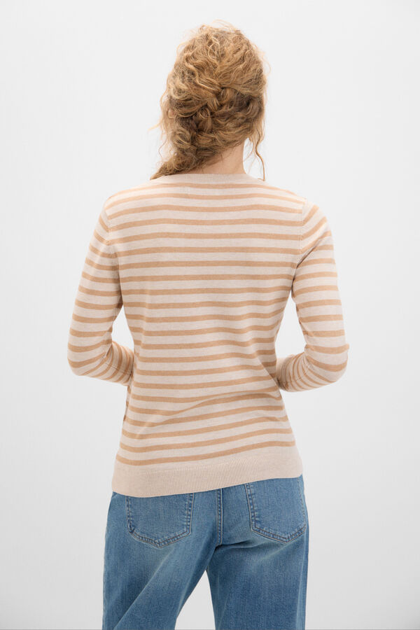 Cortefiel Metallic striped jumper Beige