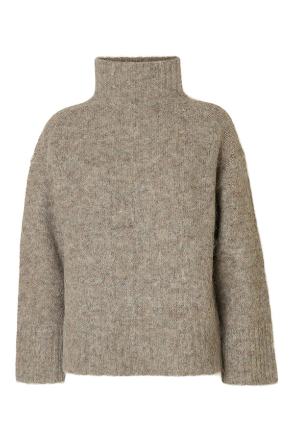 Selected Camisola de gola de alpaca Cinzento