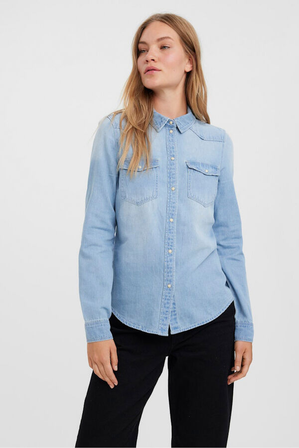 Vero Moda Camisa de manga comprida em denim Azul