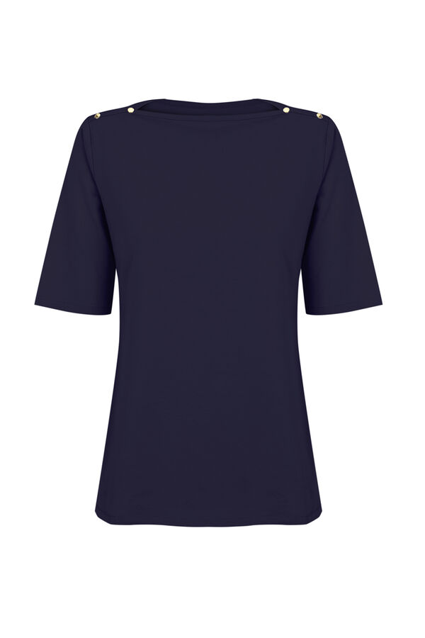 Cortefiel Camiseta básica escote barco Azul marino