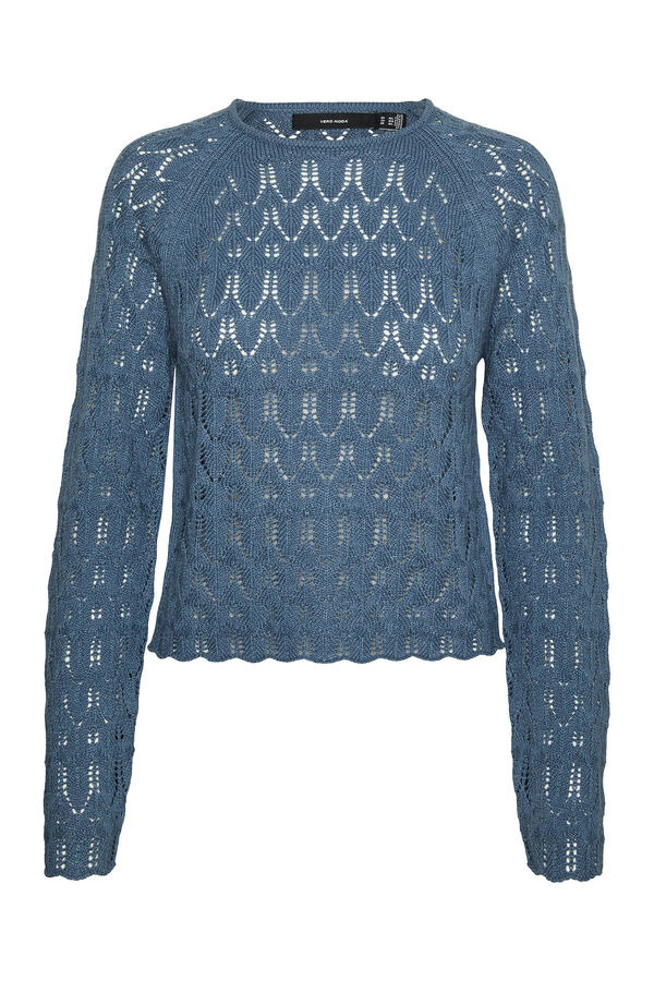 Vero Moda Camiseta de punto calado manga larga Navy