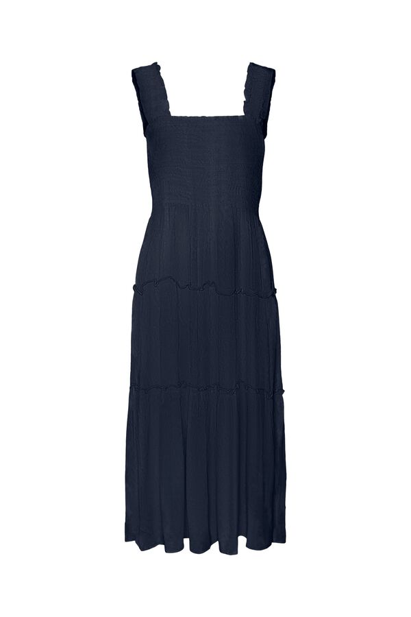 Vero Moda Vestido com el&aacute;stico corte midi Azul