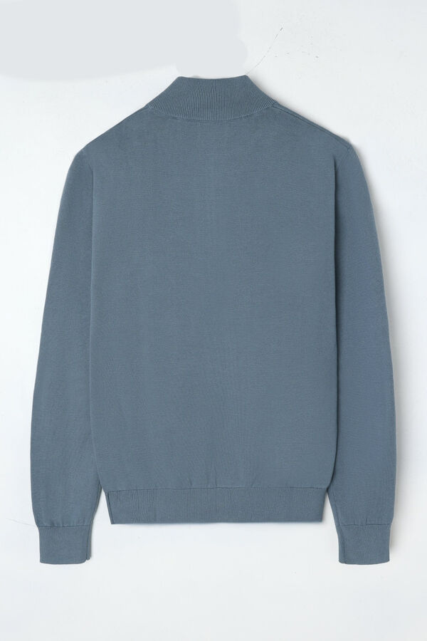 Silbon Camisola lisa meio fecho-&eacute;clair Azul