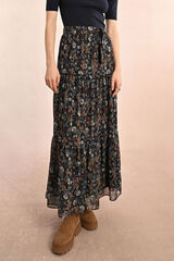 Molly Bracken Falda larga con estampado y volantes Multicolor