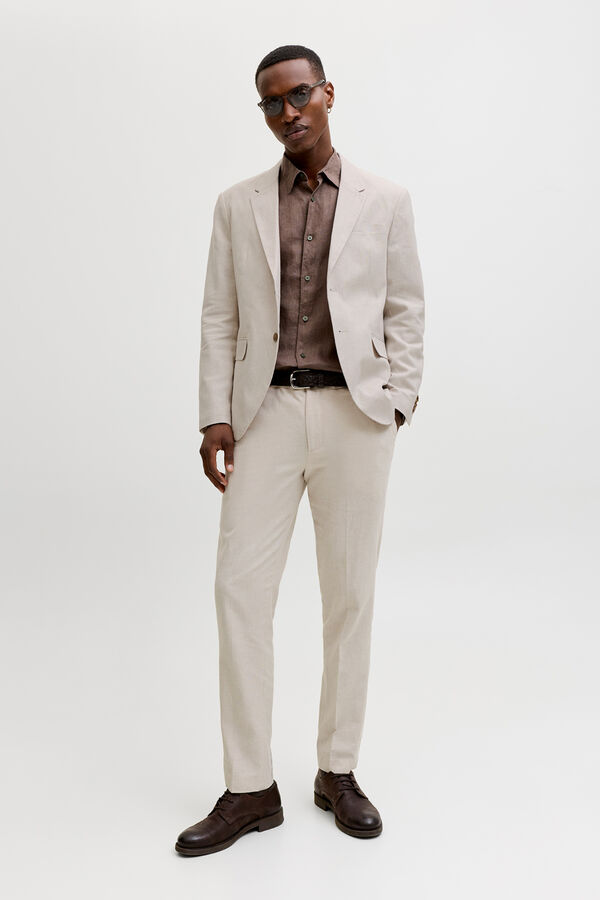 Jack & Jones Cal&ccedil;a de vestir em linho Tostado