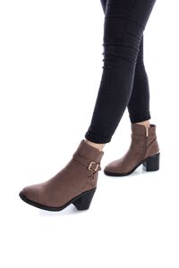 Cortefiel Women's Faux Suede Ankle Boot Brown